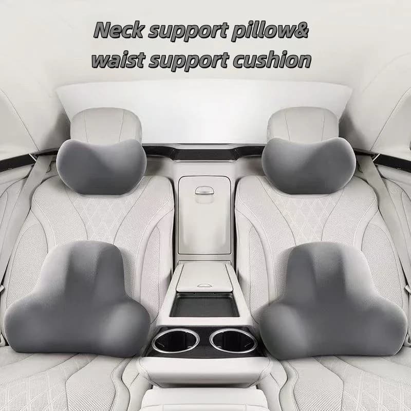 Cuscino Ergonomico in Memory Foam per Poggiatesta e Supporto Lombare, Protezione per il Collo e la Parte Bassa della Schiena, Universale per Auto