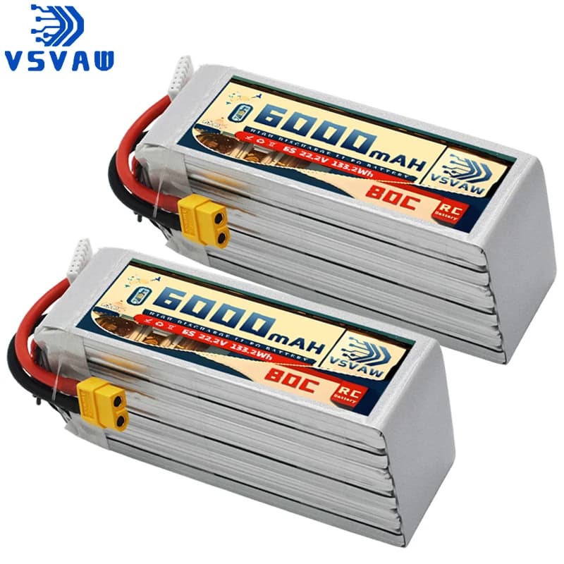 Batteria Lipo VSVAW 6S 6000mAh 22.2V 80C con spina XT60 adatta per batteria UAS per elicottero fuoristrada 1/8 FPV UAV UAS