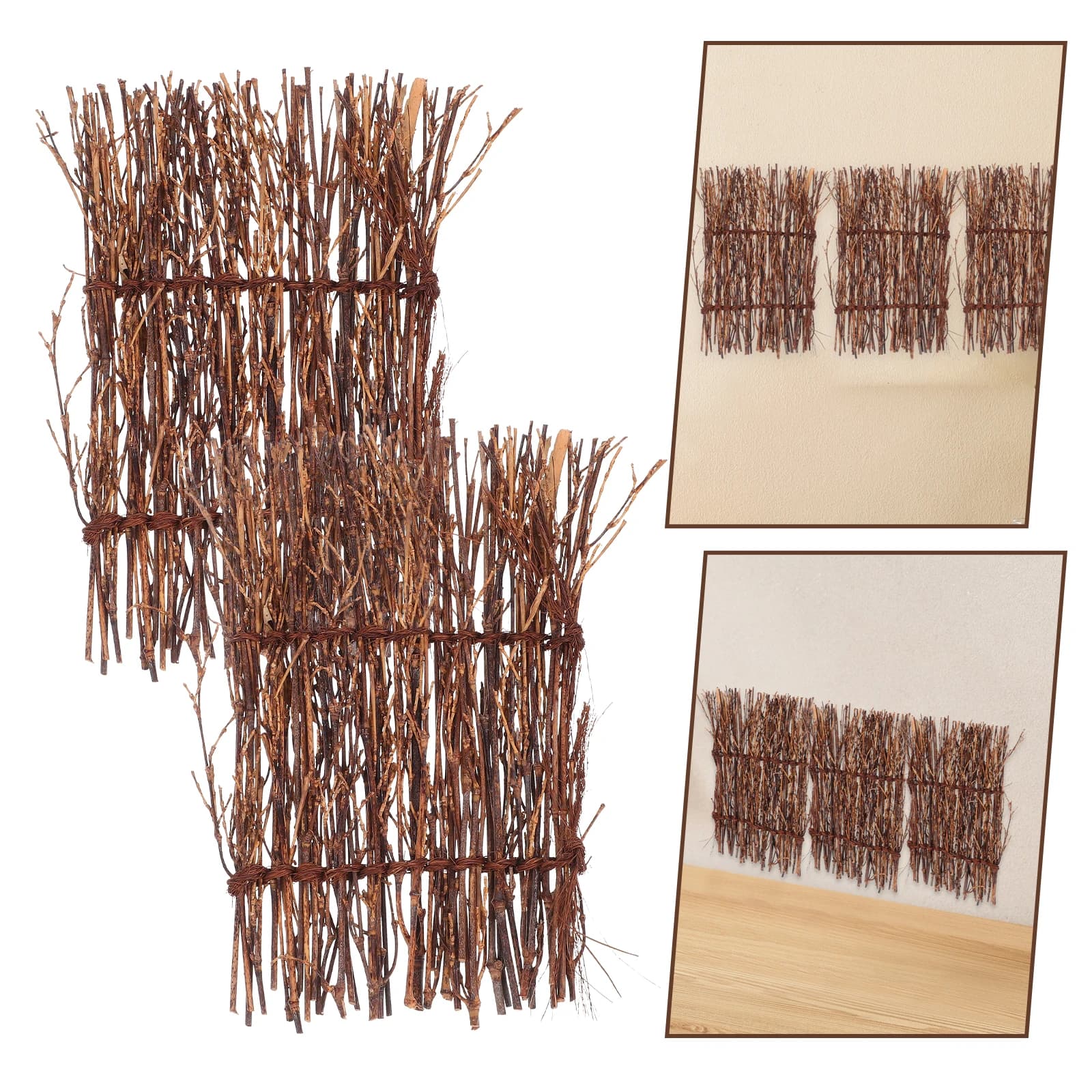 Set di 3 Mini Recinzioni Decorative Fatte a Mano, Ornamenti da Tavolo per Ufficio e Giardino, Accessori per Paesaggi Naturali in Miniatura