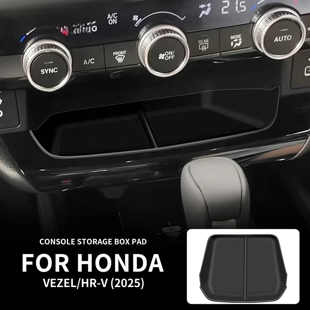 For 2025 Honda Vezel HR-V Center Console Hidden Storage Box Armrest Organizer Tray Carbon Pattern Interior Trim Accessories