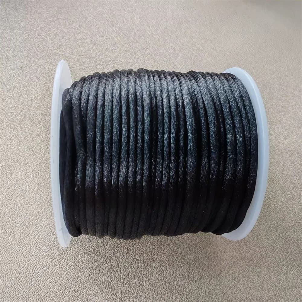 2mm Black Satin Cord Thread Macrame Chinese Knot Cord Bracelet Braided String DIY Tassels Beading Thread 20meters paper card