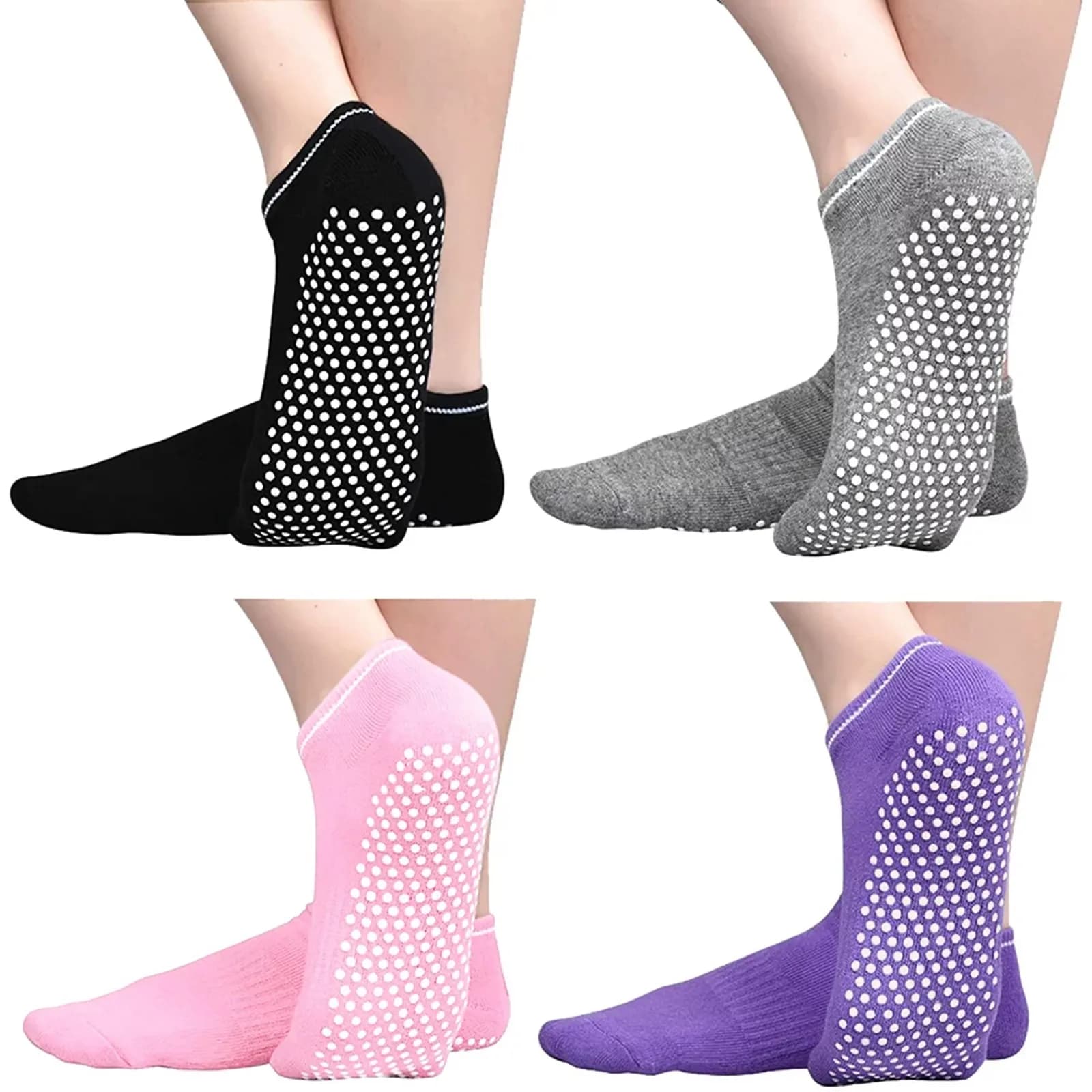 4 paia di calzini antiscivolo calzini antiscivolo per trampolino yoga con impugnature calzini sportivi per la casa appiccicosi per donne adulte