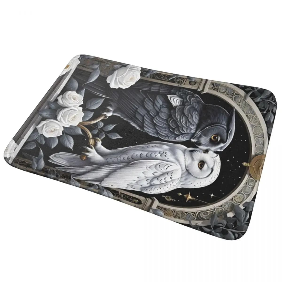Anti-slip mat printed owl dark style Anti-wearing mat for kitchen entrance Mats resting bathroom house