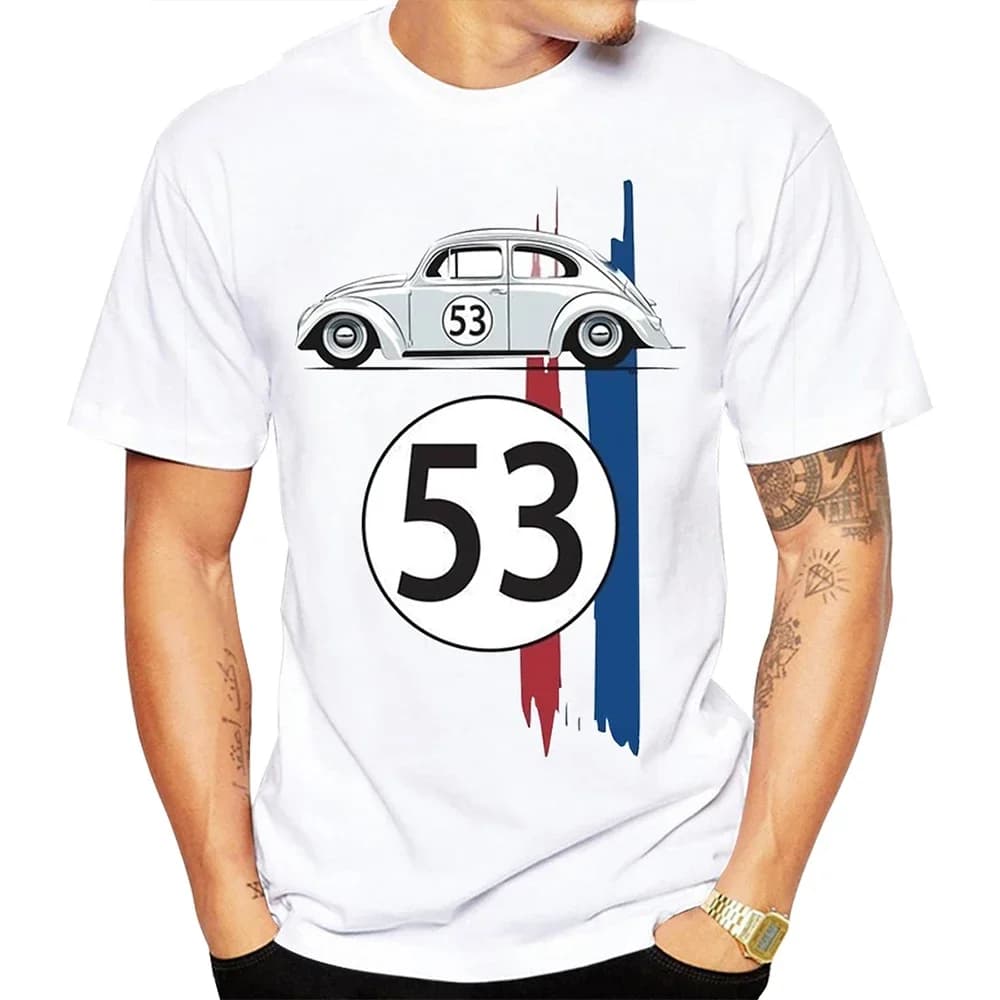 Beetle 53 Numero T Shirt Uomo Auto Manica corta Semplice Herbie Tees Magliette Rally Car Maschio Nero Stampato 3D maglietta