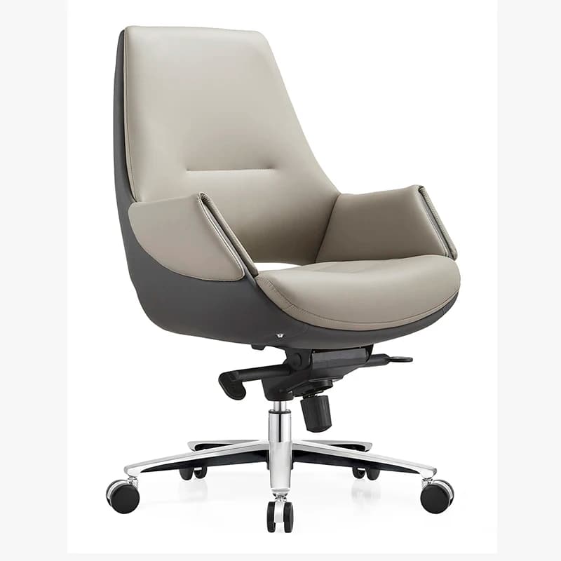 Sedia da Ufficio Ergonomica Girevole in Pelle PU con Gambe in Acciaio Inox, Comoda Sedia da Gaming Reclinabile con Poggiapiedi