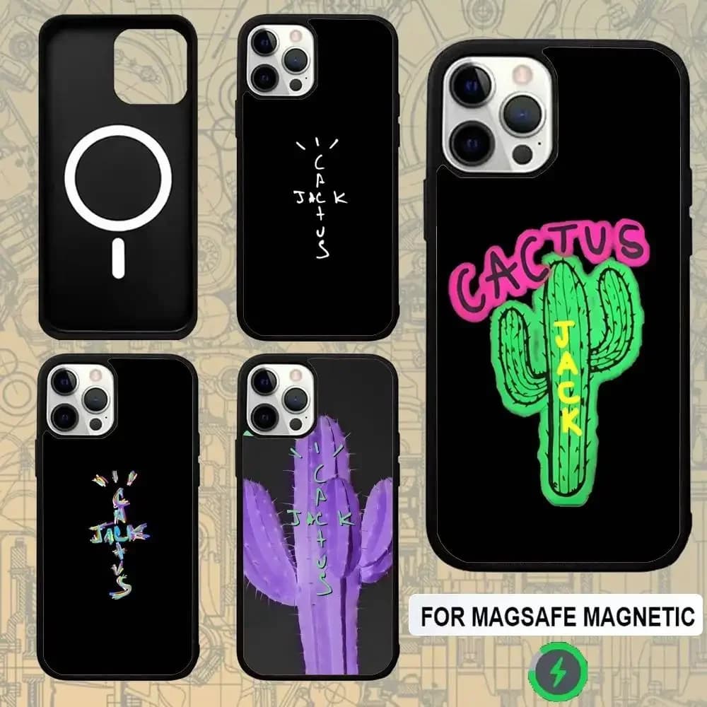 C-Cactus J-Jack Travis Scott For Magsafe Wireless Charger Case For iPhone 15,16,17,13,14,11,12,Pro,Max,Plus,E,Air,Mini Cover