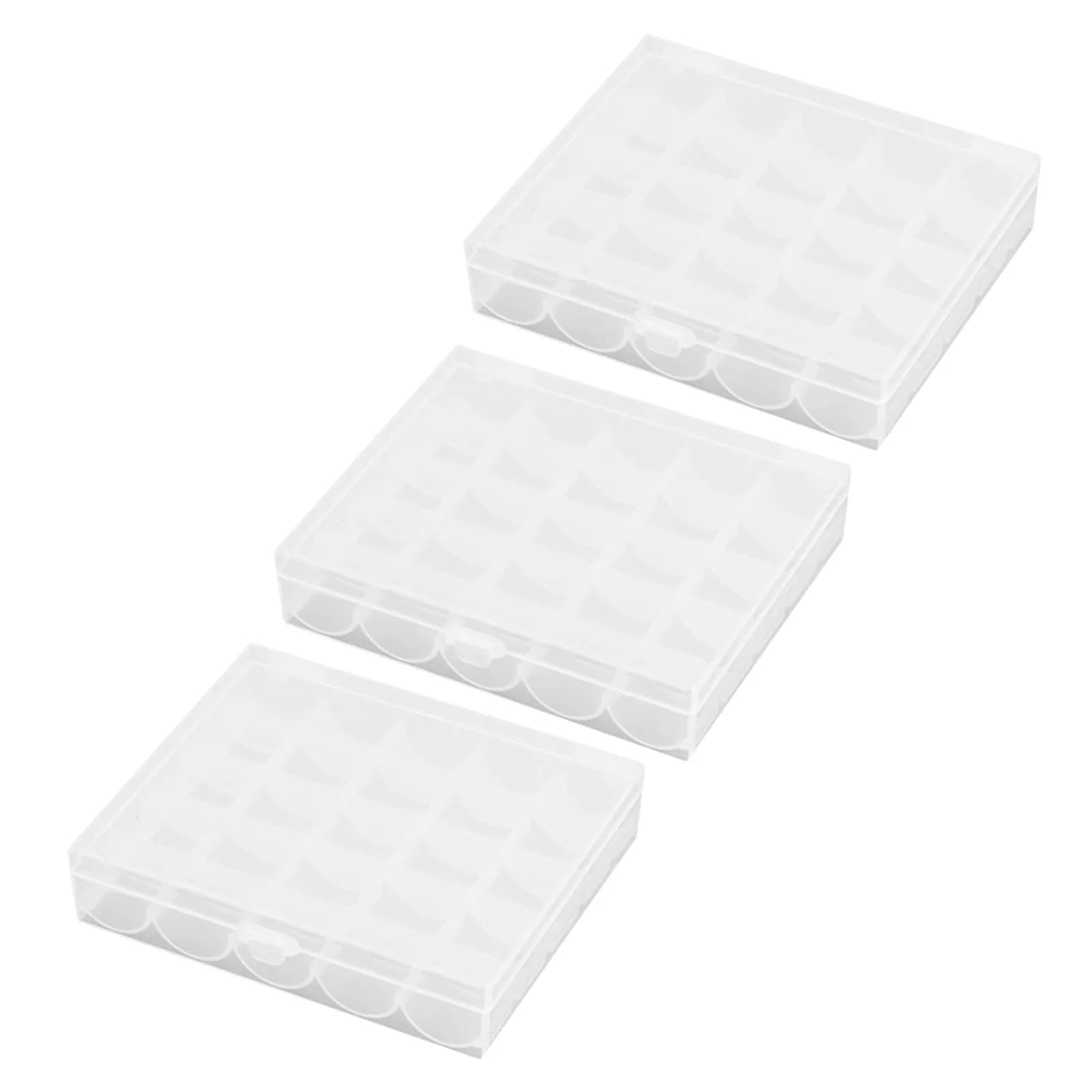 Set di 3 Scatole Portaoggetti per Artigianato, Contenitore Trasparente a 25 Scomparti per Rocchetti, Organizer da Cucito Leggero e Portatile