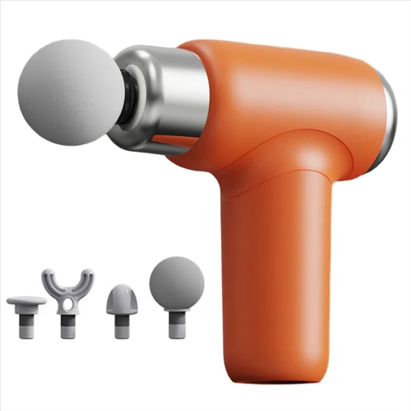 ABUU-Travel-Ready Mini Fascia Gun With Various Massage Attachments, Extended Battery Life, And Rapid Charging, Orange