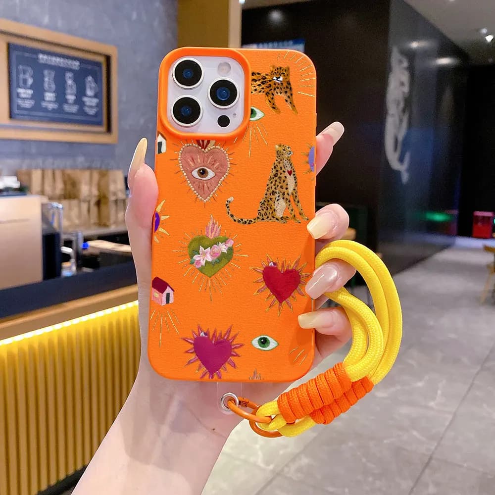 Leather Leopard Phone Case For iPhone 17 16 15 14 13 12 11 Pro Max XR X 14 15 16 Plus 17 Air TPU Candy Color Boho Evil Eye Cover