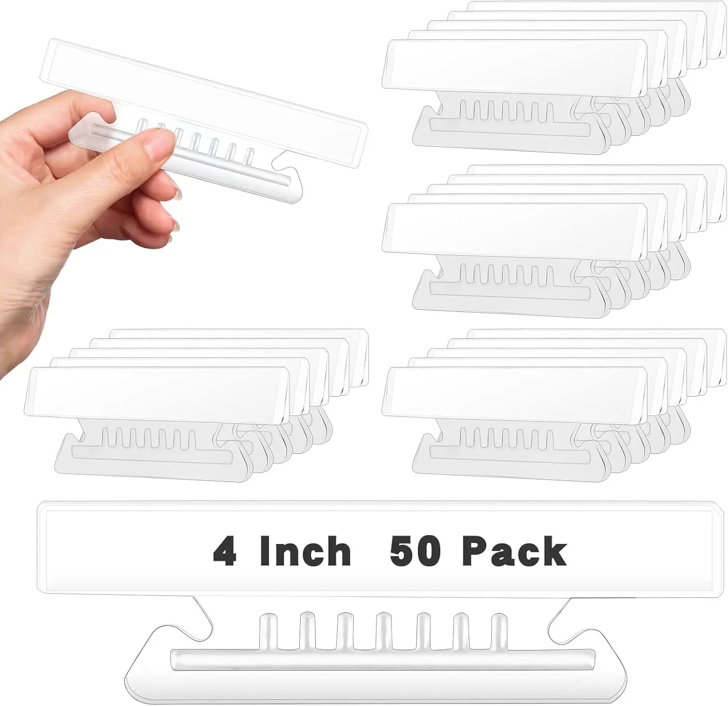 50 Pack Clear Hanging File Folder Tabs for 3.5 Inch Folders, Office Organizer
