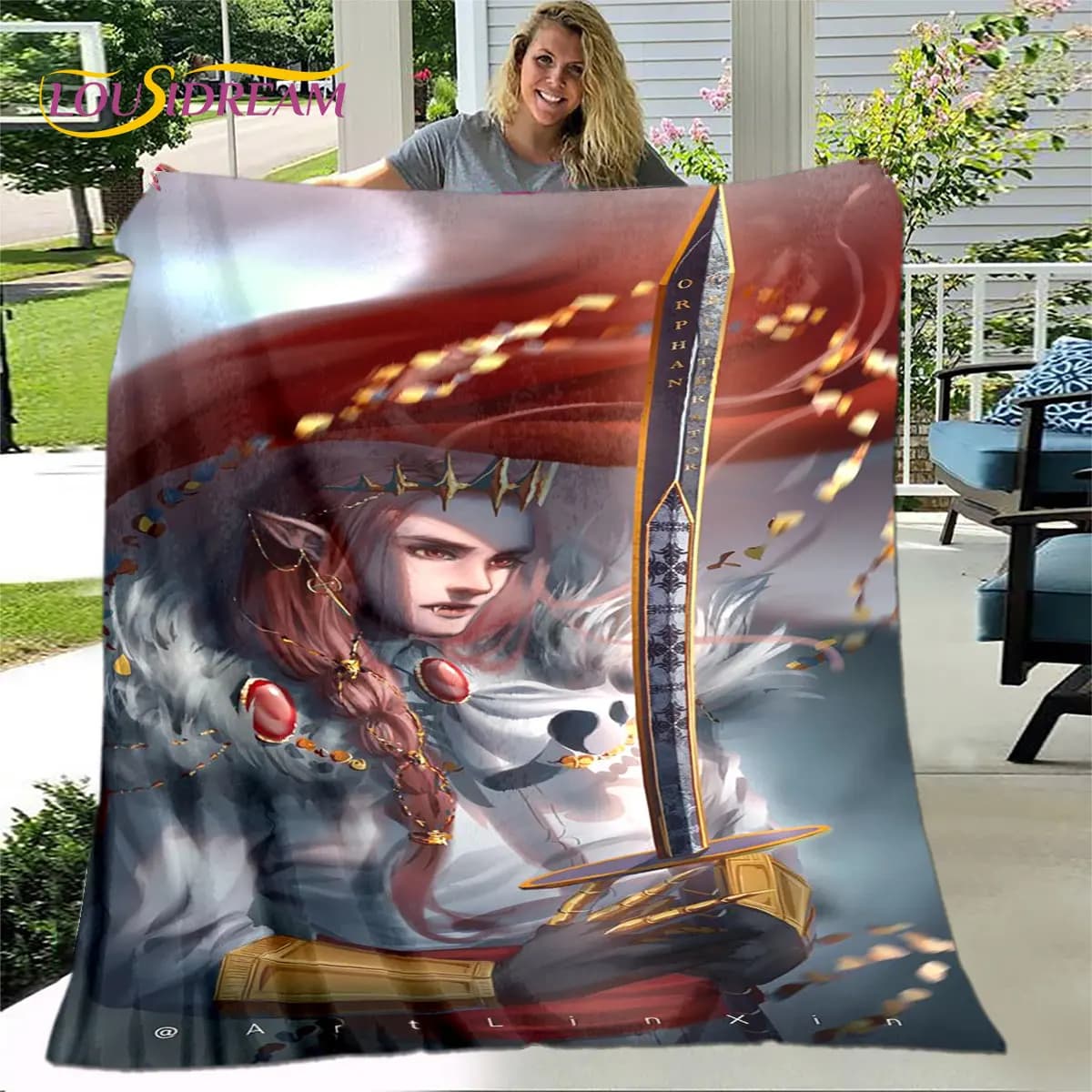 Technoblade MC Game Cartoon Soft Plush coperta, coperta di flanella coperta per soggiorno camera da letto divano letto Picnic Cover Kids