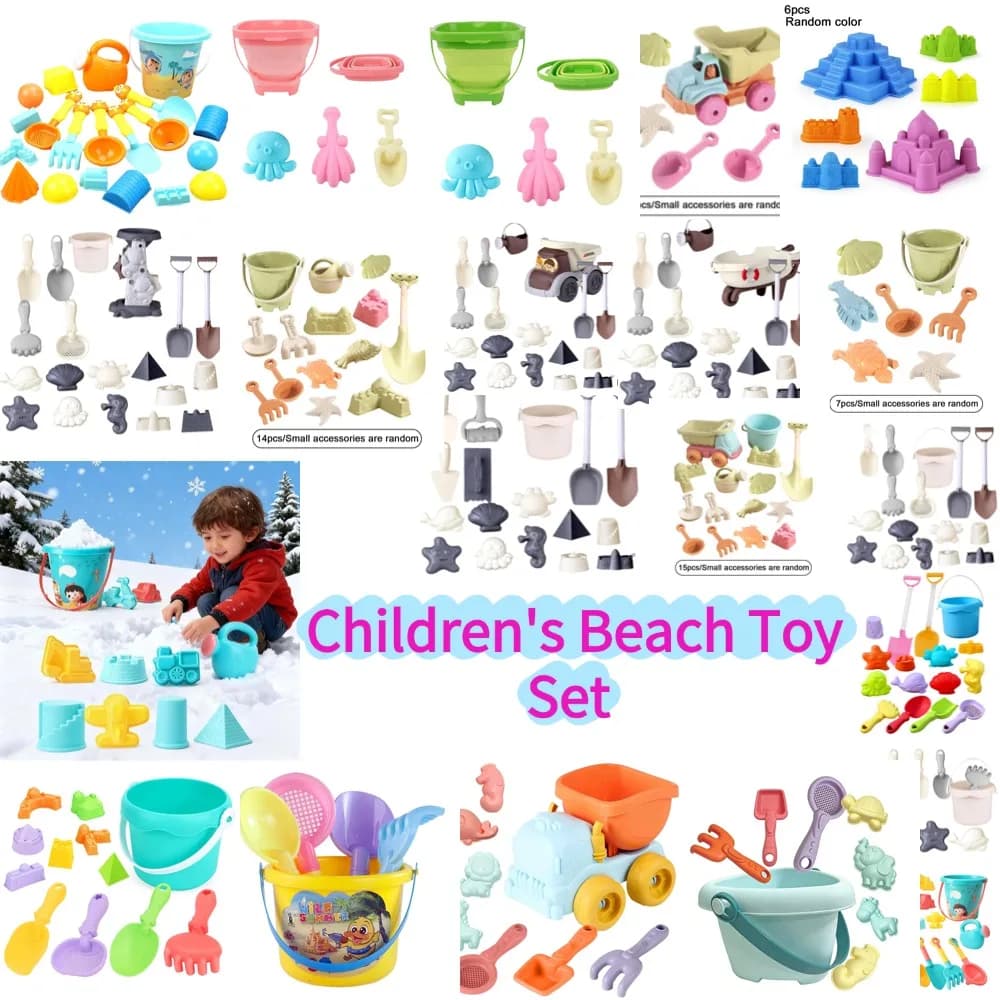 Set di Giocattoli da Spiaggia per Bambini: Grande Pala e Secchiello per Sabbia, Attrezzi per Scavare, Giocattolo da Spiaggia a Colori Casuali