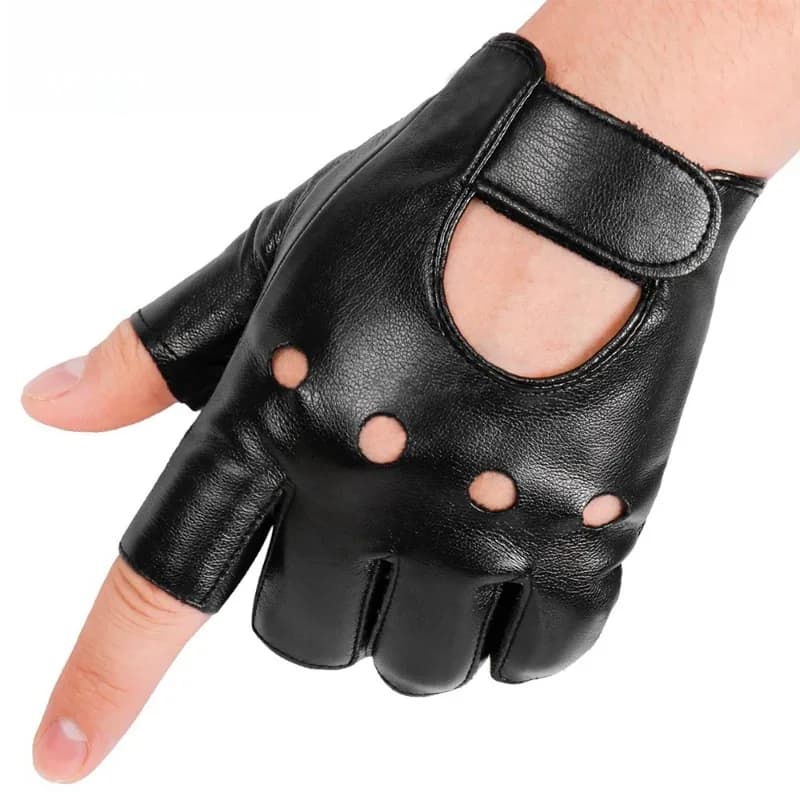 Unisex half finger gloves in synthetic leather for riding, driving, fitness, gymnastics, motorcycle equipment