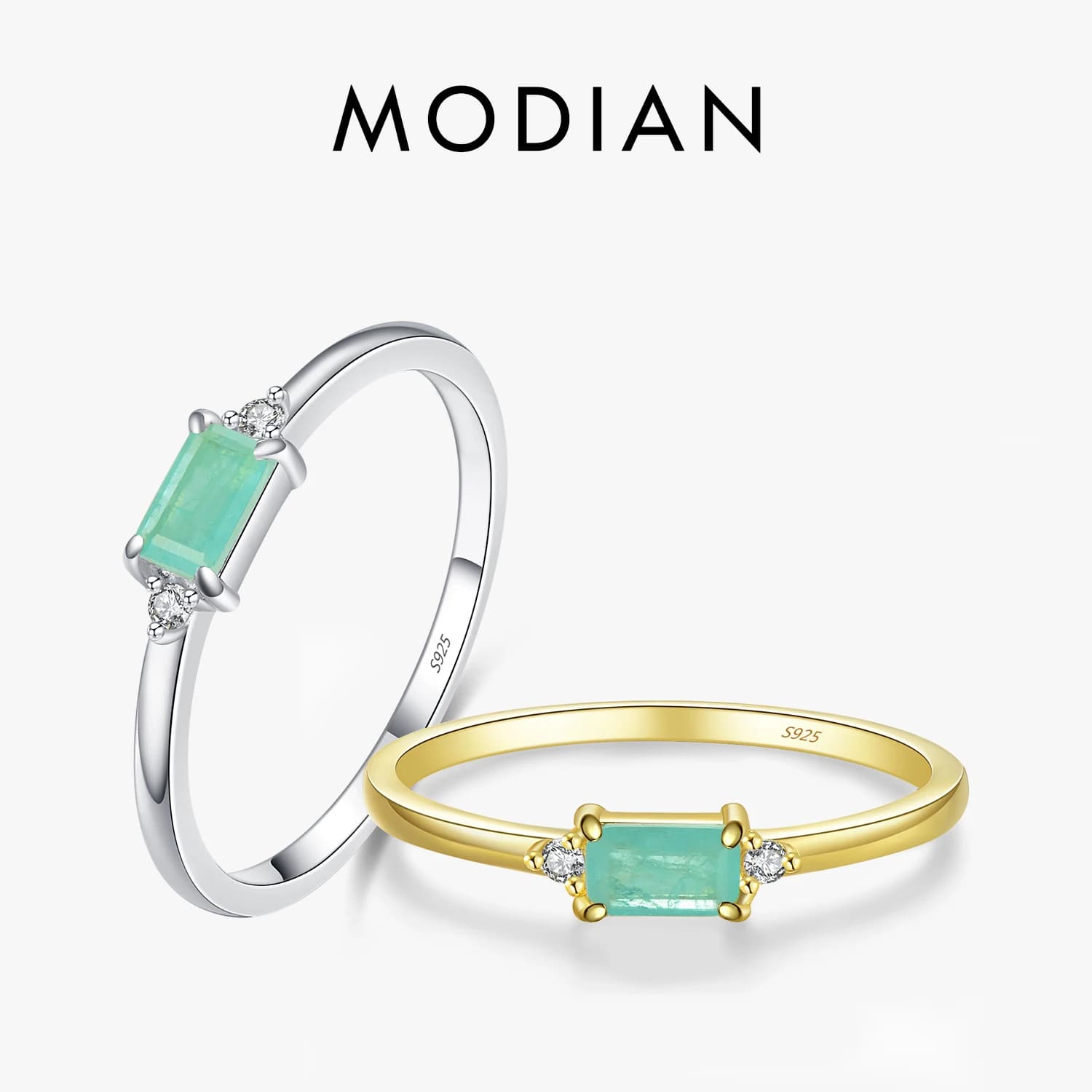 Modian Fascino di Lusso Reale 925 Stelring Argento Verde Tormalina Moda Anelli di Barretta Per Le Donne Gioielleria Raffinata Accessori Nuovo Bijoux