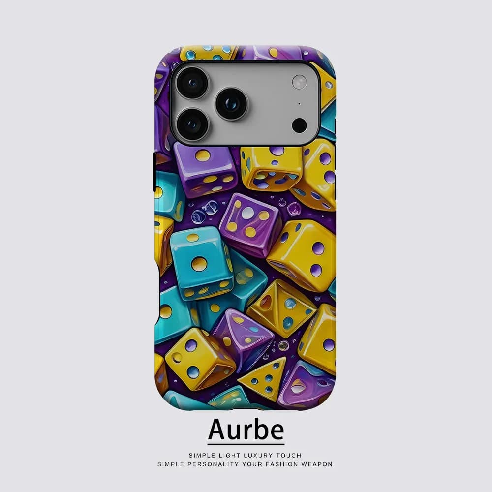 Colorful Dice Tiles For Magnetic Phone Case For IPhone 18 17 16 15 14 13 Pro Max Plus Single Double-Layer Tough Case