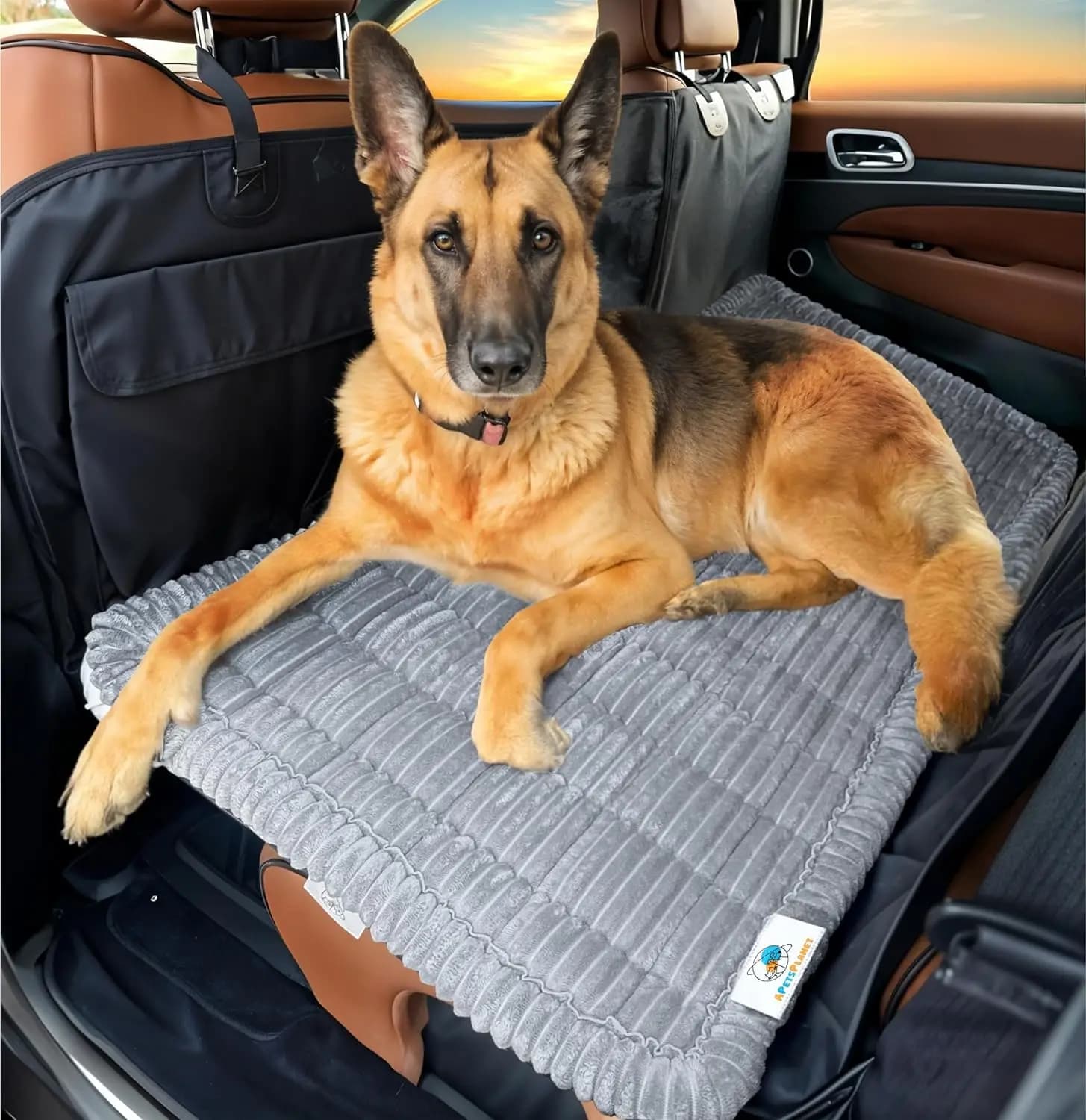 Cuccia per cani antiscivolo per sedile posteriore - Tappetino da viaggio in peluche, lavabile in lavatrice, grigio, 137 cm x 63 cm