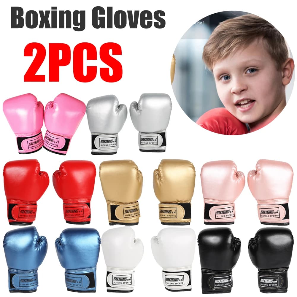2-piece baby boxing gloves PU leather training gloves 6 oz breathable kickboxing gloves Muay Thai for boxing bag 3-12 years