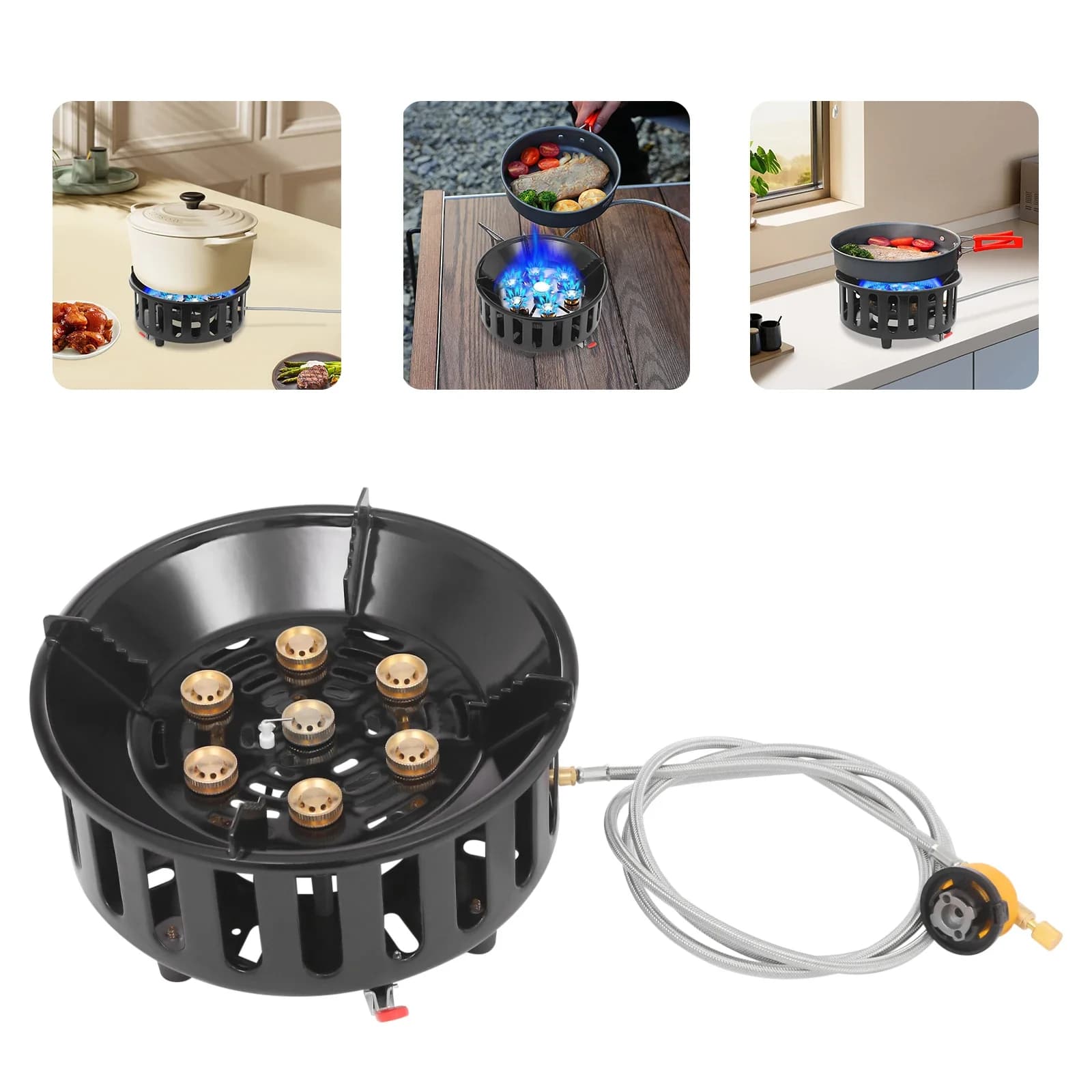 Gas camping stove Portable 21000 W camping stove Windproof camping stove with outdoor picnic trekking adapter
