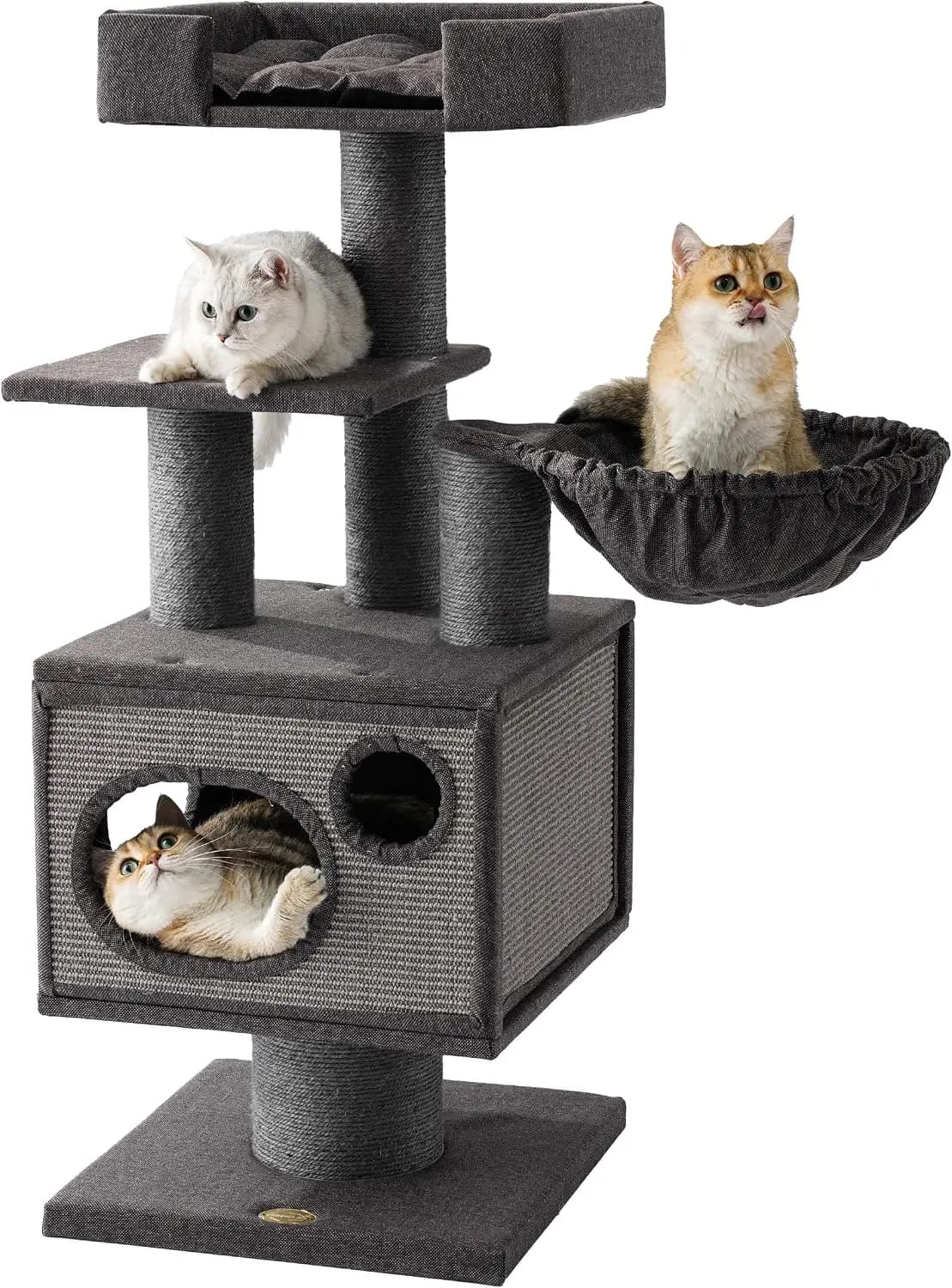 Maine Coon Cat Tree for Indoor Cats Large Adult,Modern Cat Tower for Extra Large Cats 20 lbs+,Heavy Duty Cat Tree with Sisal Scr
