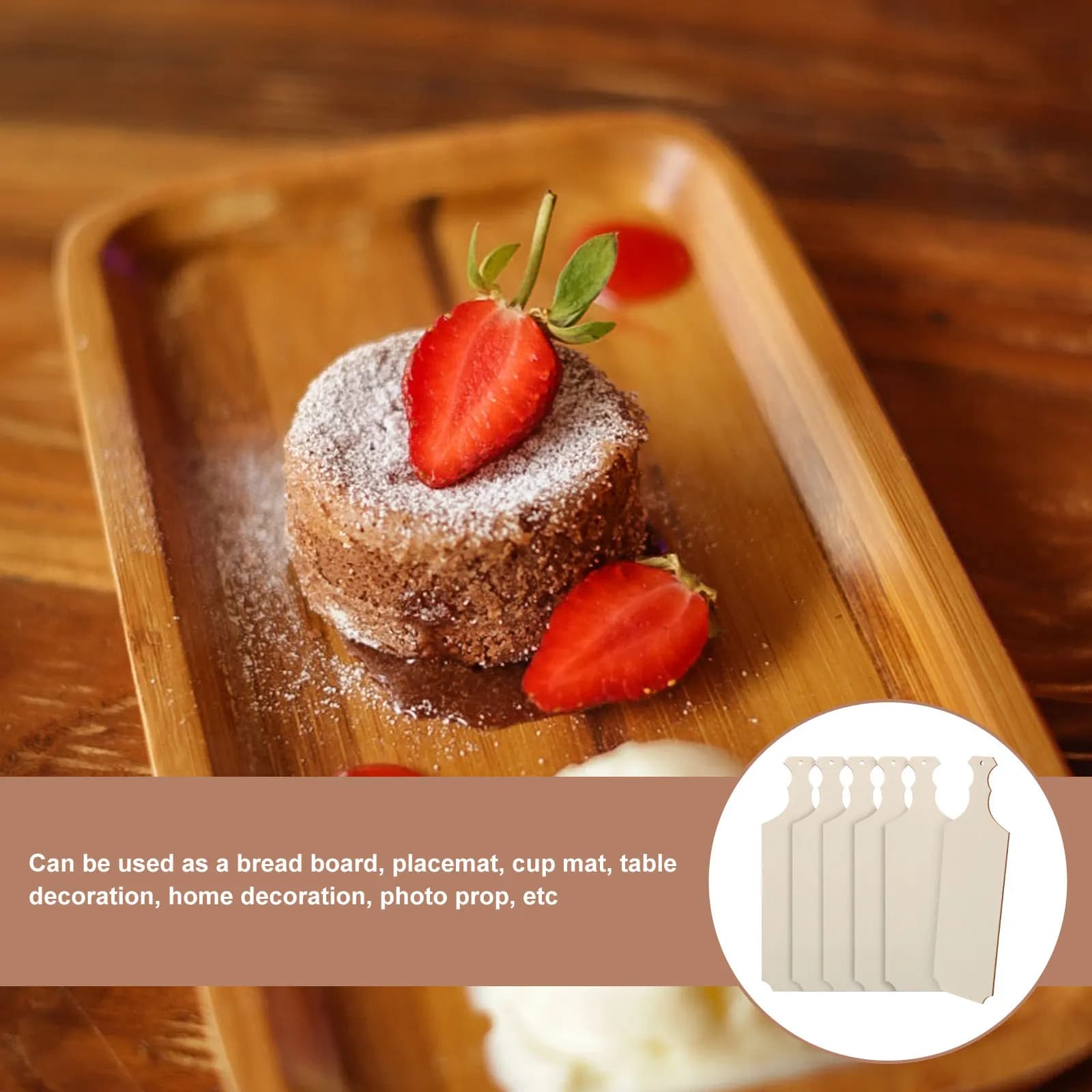 6Pcs Small Wooden Bread Boards Plain Unfinished Craftable Mini Cutting Boards Smooth Surface for DIY Decoration Food Serving