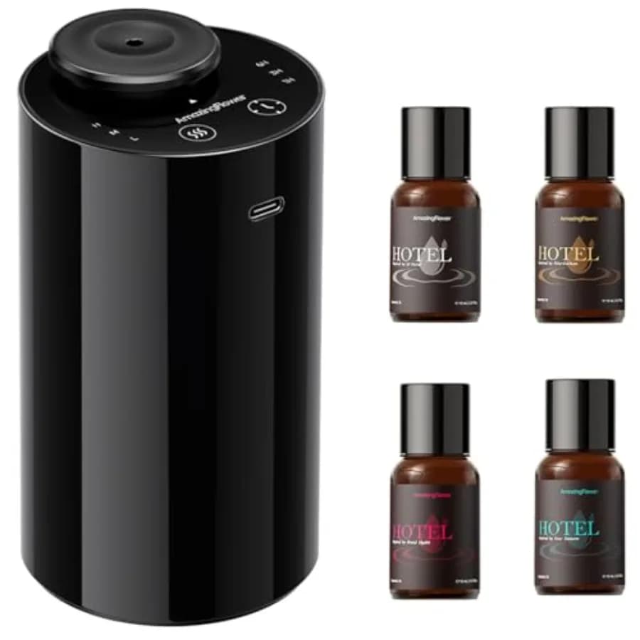 Diffusore di Oli Essenziali Senz'Acqua con 4 Oli Profumati da 10ml per Hotel, Diffusore Ricaricabile per Auto, Deodorante per Ambienti, 3 T