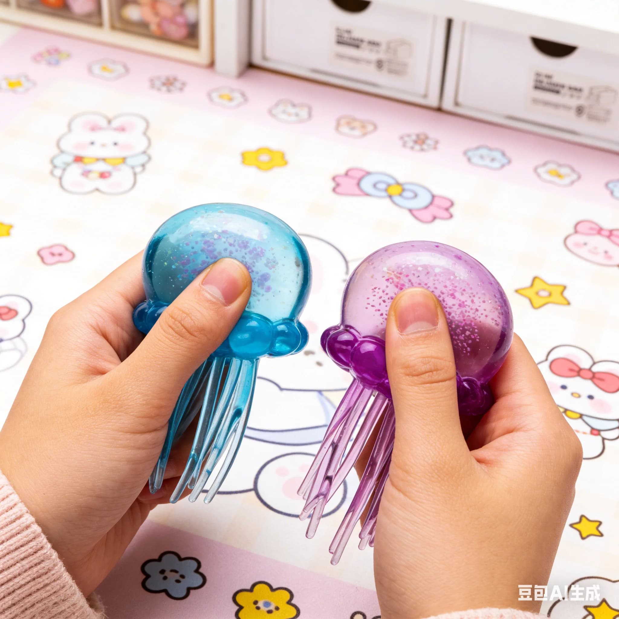 Giocattolo Antistress Needoh Ellyfish, Giocattolo da Spremere per Casa e Spiaggia, Giocattolo Acquatico per Bambini