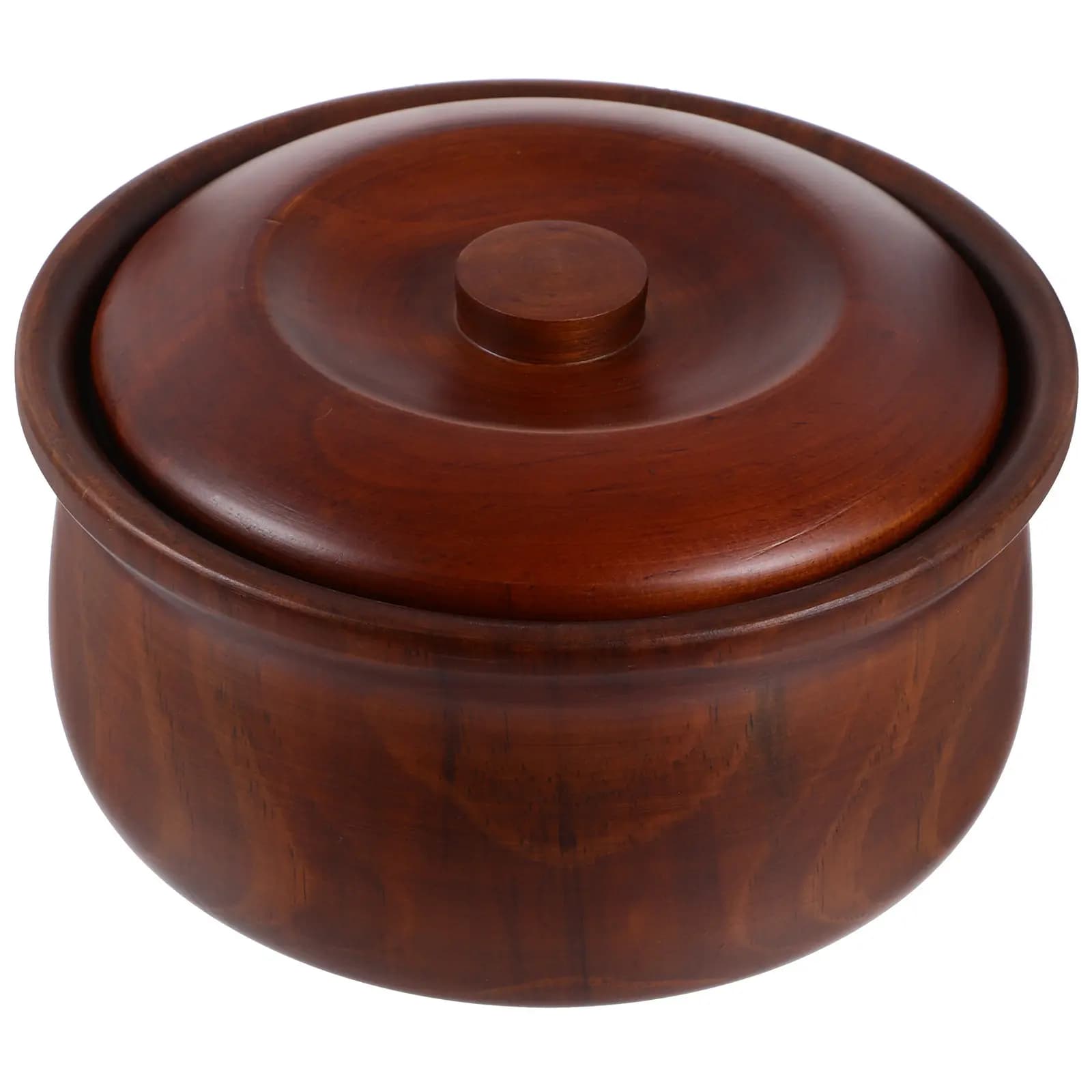 Ciotola in Legno per Frutta e Snack con Coperchio, Design a Venature Naturali, Lavabile in Lavastoviglie, Leggera, per Dessert, Frutta, Snack Secchi, Uso Domestico