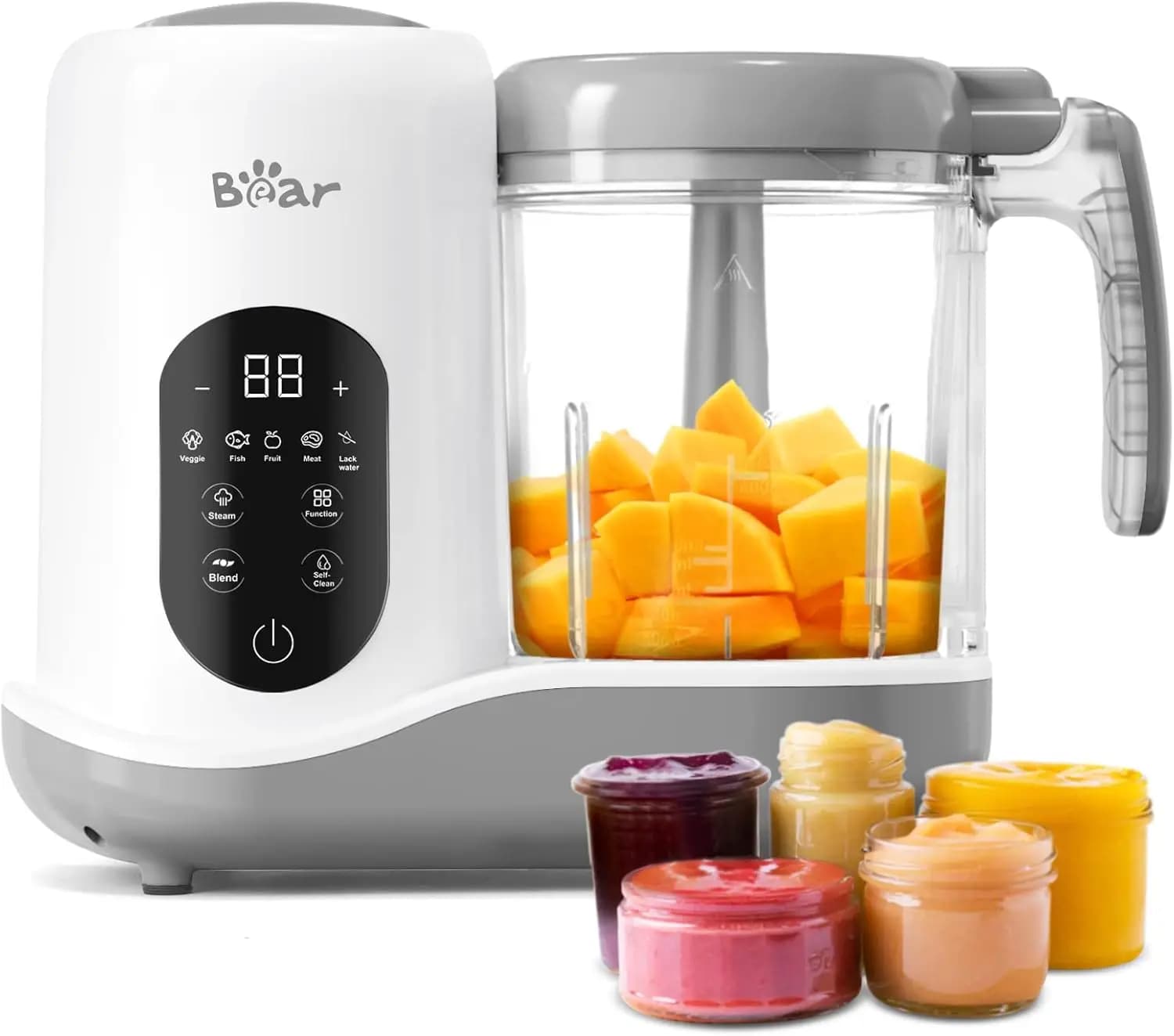 Robot da Cucina per Bambini 2024, Vaporiera e Frullatore Tutto-in-Uno, Cottura Automatica, Tritatutto, Autopulente, Schermo Touch, Bianco