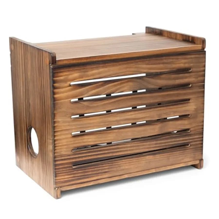Scatola porta router WiFi in legno - Coprimodem decorativo di lusso montabile a parete con sistema di gestione cavi - Stile rustico