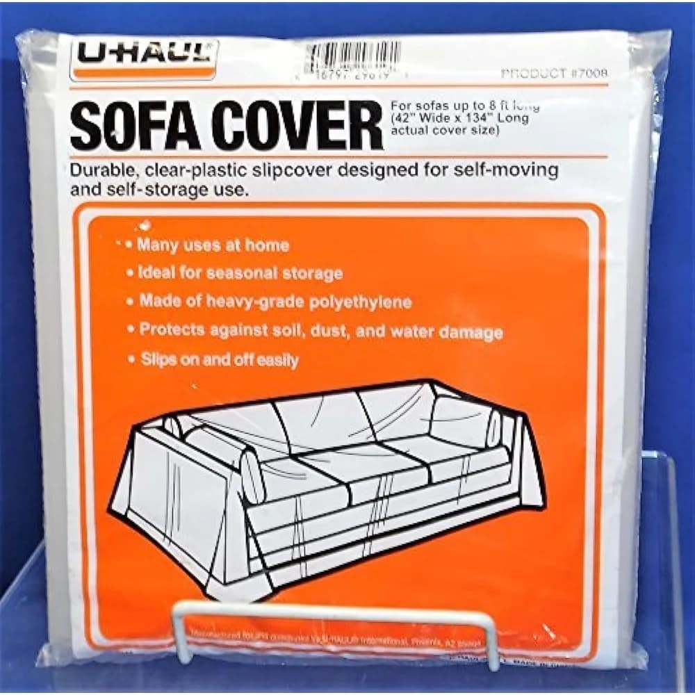 Moving & Storage Sofa Cover (Fits Sofas up to 8' Long) - Water Resistant Plastic Sheet Couch Protection - 42" x 134" (1-Pack)