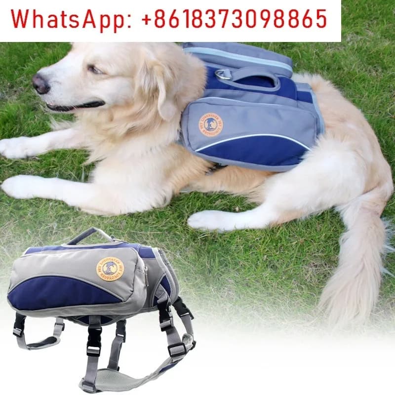 Detachable Dog Backpack Harness – Large-Breed Travel Saddle Bag For Golden Retriever Samoyed Hiking Walking Supplies