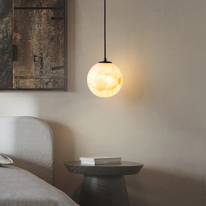 European Modern Simple LED Marble Chandelier Bedroom Bedside Lamp Living Room Bar Porch Lighting Lamps