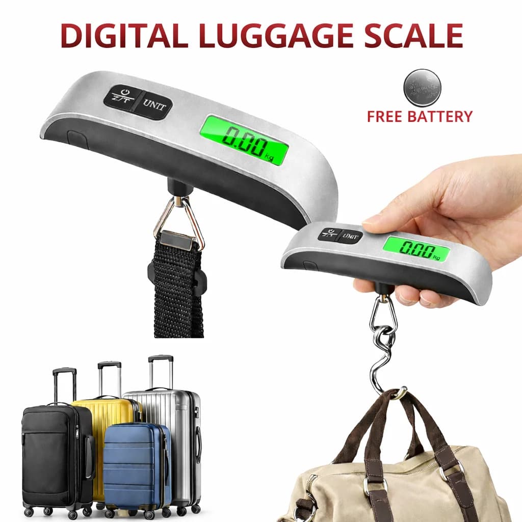 110lb/50kg Bilancia digitale portatile Display LCD Bilancia elettronica con gancio Bagagli Appesi Valigia Bagagli da viaggio Strumento di bilanciamento del peso
