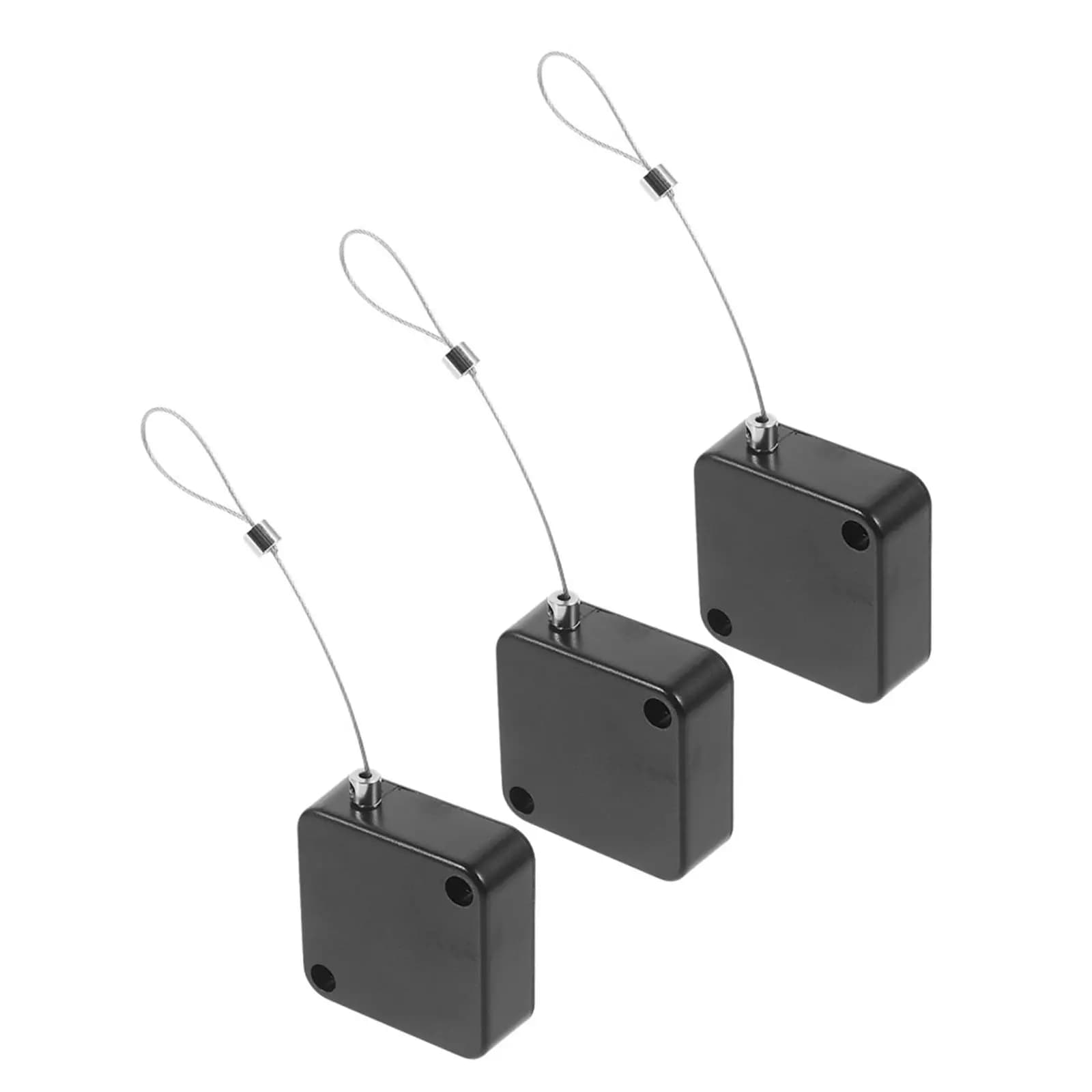 3Pcs Retractable Cable Holder Anti Lost Steel Wire Lock Telescopic Automatic Wire Box Security Lock for Laptops Travel