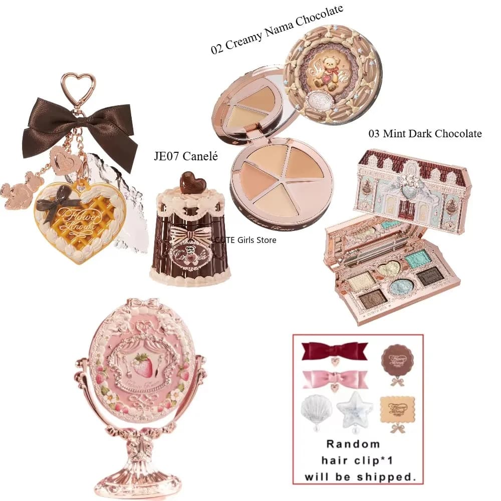 Complete Makeup Set Flower Knows Stay Sweet with Table Mirror - Umbrella, Blush, Contouring and Cream Lip Hydrating Effect Soft and Opaque