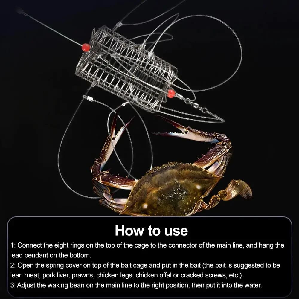 Stainless Steel Crab Catching Tool Lure Trap Steel Wire 8 Laps Crab Fishing Cages Fish Cage Feeder Crab Trap