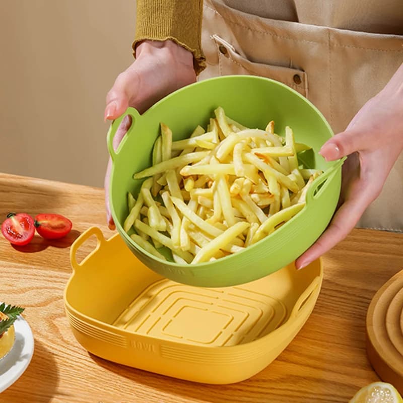 1 pz. Tappetino in silicone per friggitrice ad aria, stampo in silicone per forno, cestello per friggitrice ad aria, tappetino rotondo di ricambio per griglia, accessori per friggitrice ad aria
