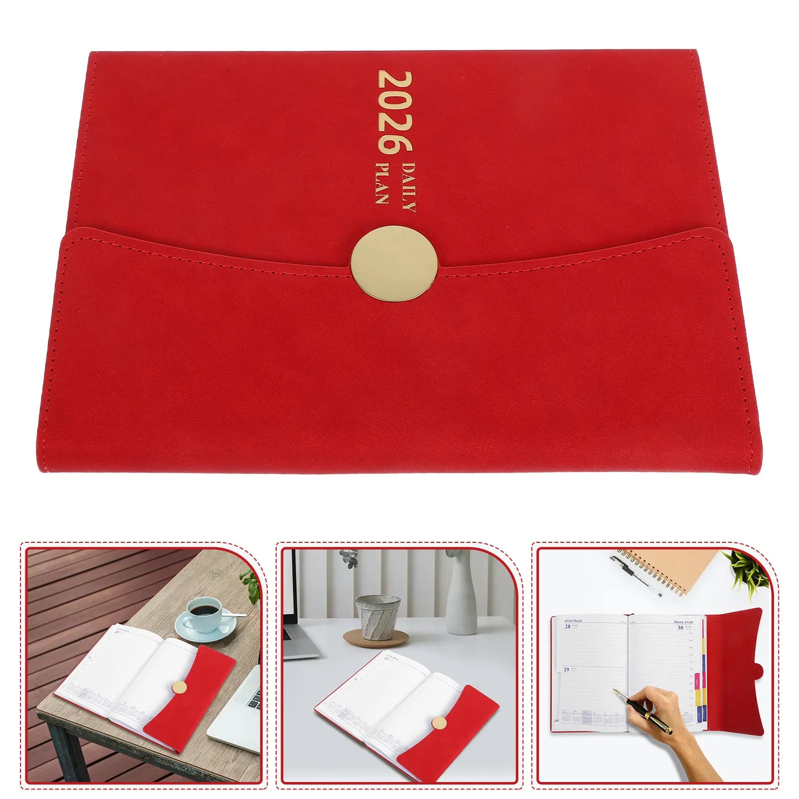 2026 Daily Weekly Monthly Planner Notebook Calendar Journal for Work Study School Office PU Cover Monthly Index Tabs