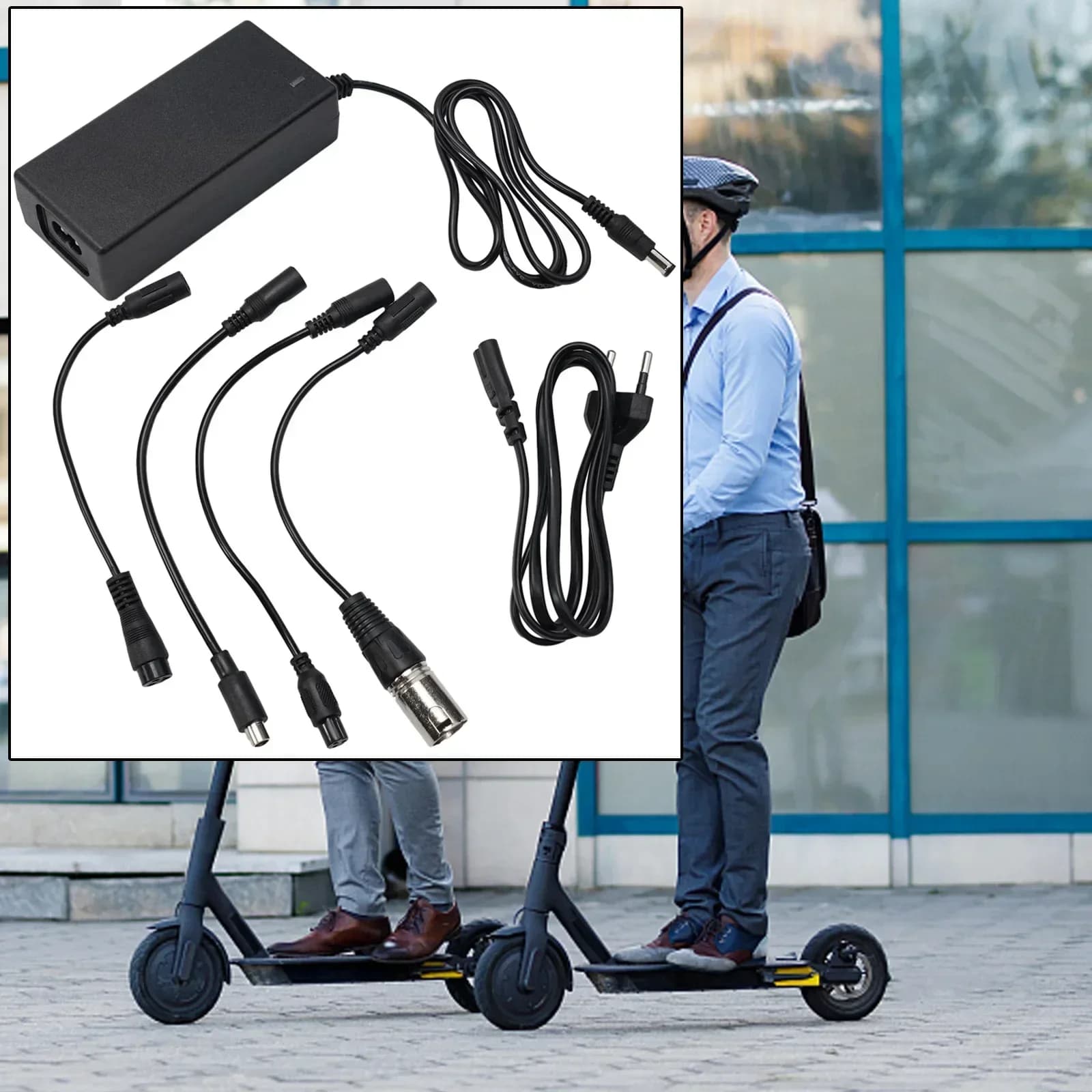 42V multi-spine lithium charger kit 2A Output 5 adapters (DC XLR RCAs) Intelligent charging with LED indicator E-bike Scooter