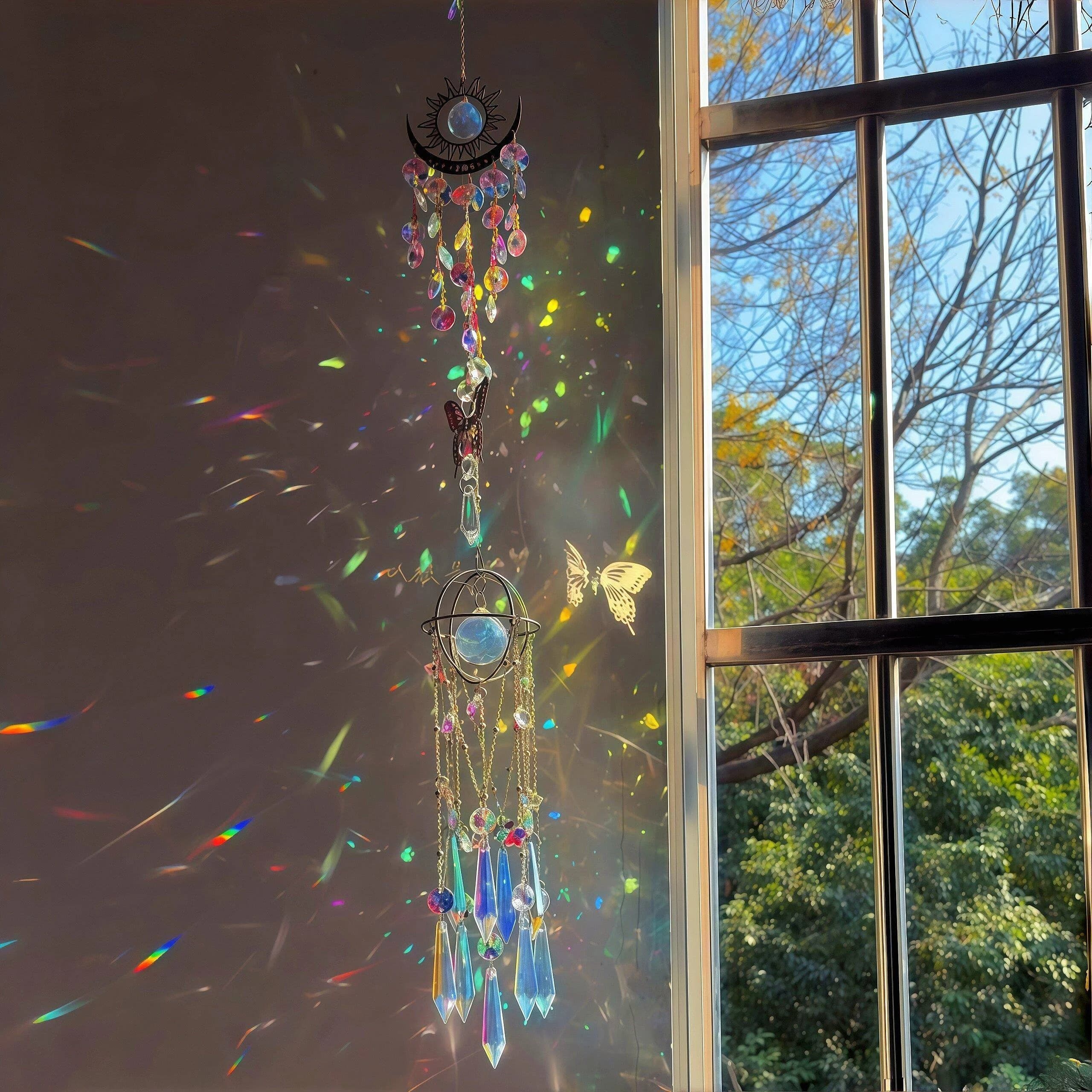 Sun Catcher Wind Chimes Crystal Prism Pendant Atmosphere Sensation Shadow Light Hanging Decorative Balcony Ornament