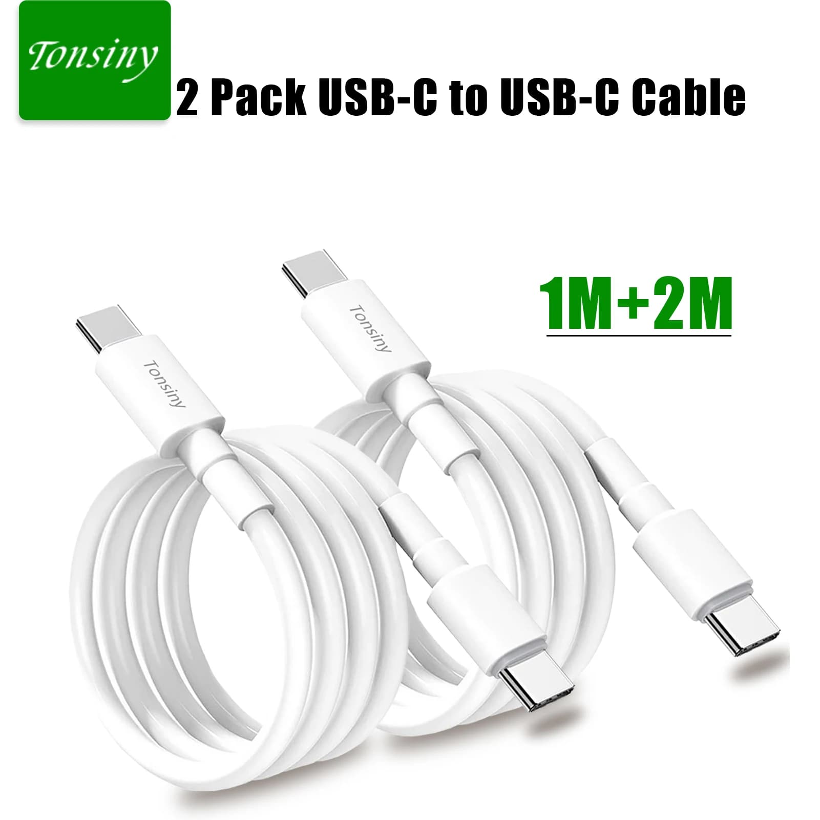 Cavo da USB C a USB C, [2Pack 1M+2M] cavo da tipo c a tipo c Compatibile con il cavo di ricarica per macbook pro per Air/Pro 2021, cavo di ricarica usc per Samsung s23/S22/A53, Google Pixel 6a/7 e Moto G