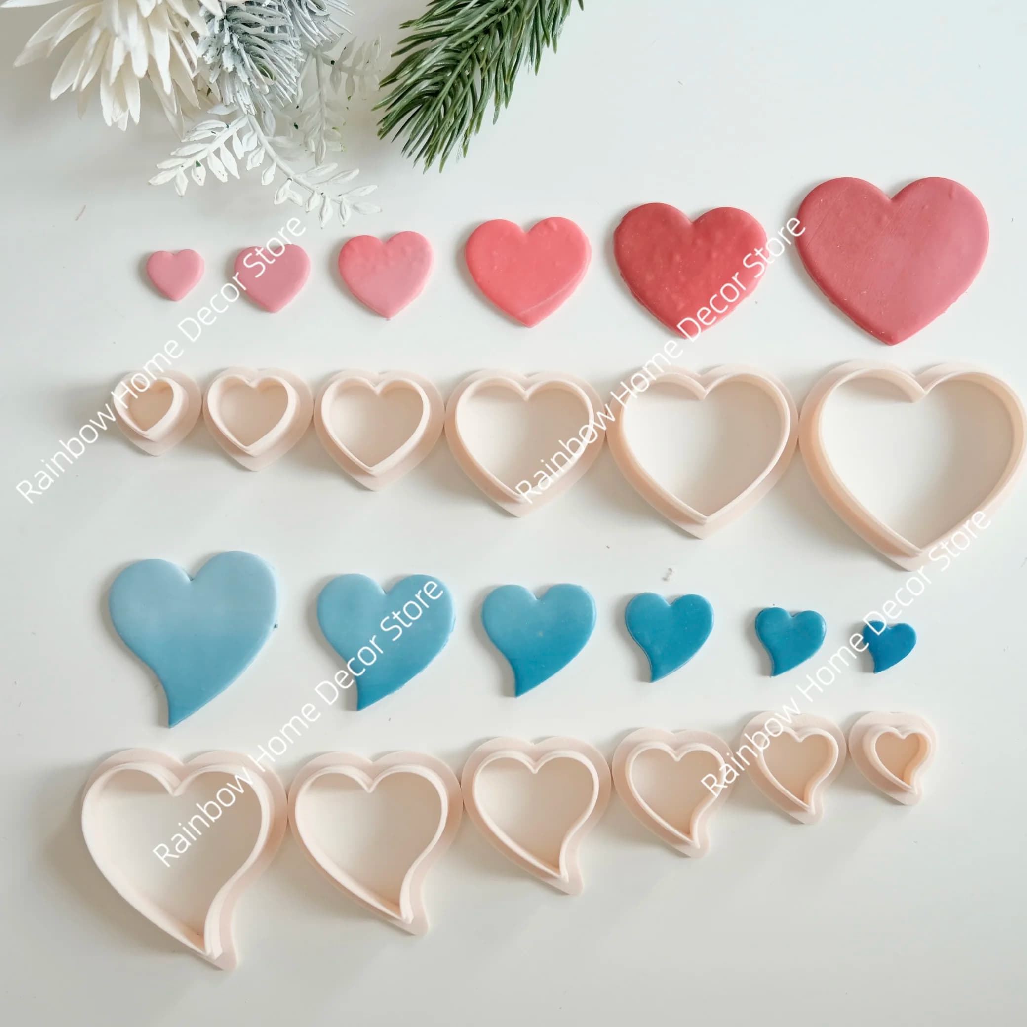 6 pezzi di formine per argilla polimerica a forma di cuore d'amore, San Valentino, dimensioni diverse, stampi per argilla ceramica, orecchini, strumenti per la creazione di ciondoli