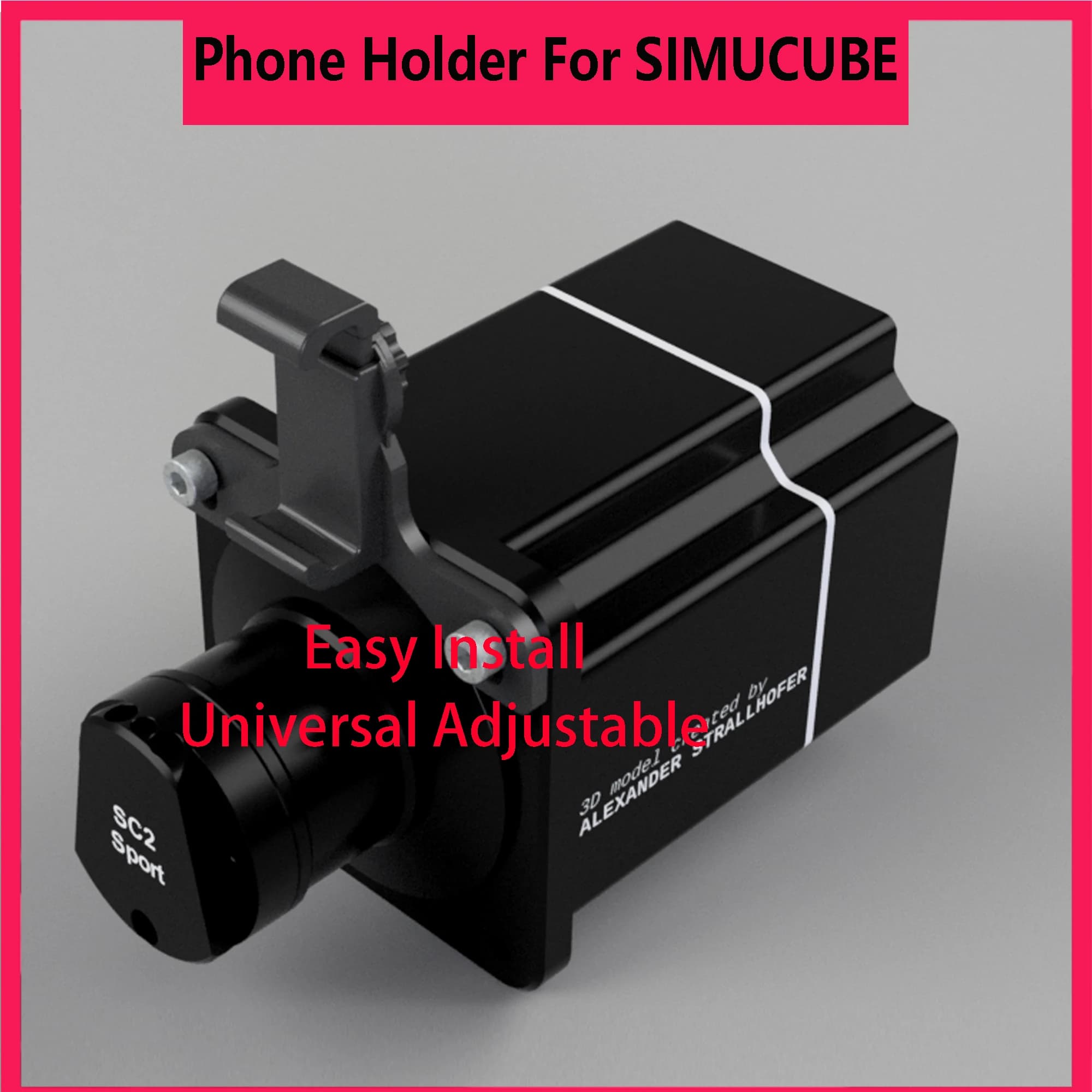Supporto universale per telefono SIMPUSH compatibile con SIMUCUBE BASE - Morsetto robusto, installazione facile