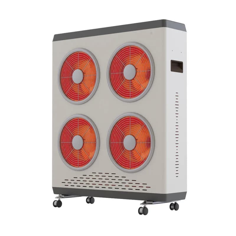 Termoventilatore elettrico a cubo a 4 fuochi grigio chiaro Riscaldatore per spazio personale a calore massimo con tecnologia silenziosa e silenziosa Materiale metallico