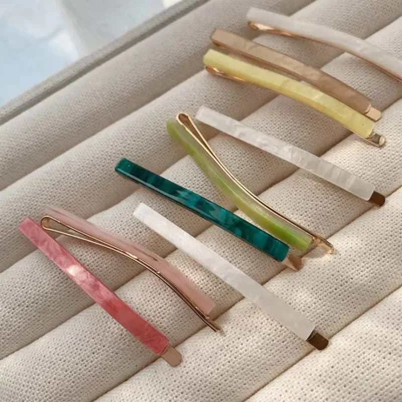Set di 3 fermagli per capelli in acetato, semplici, geometrici, a forma oblunga, graziosi e dolci accessori per capelli da donna