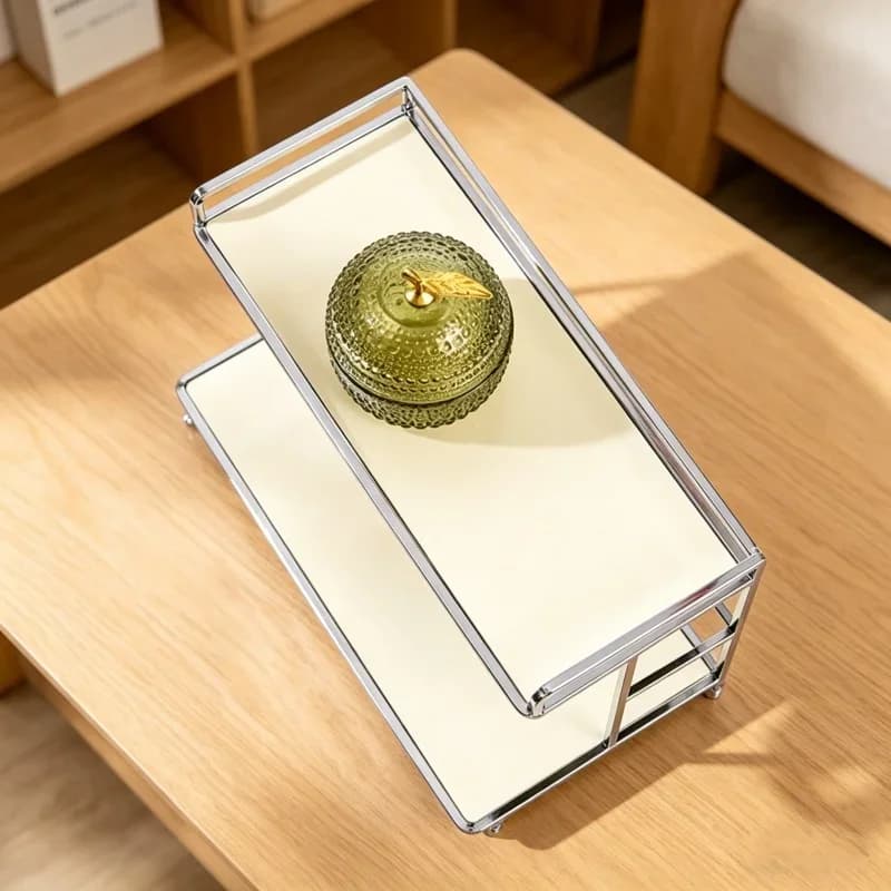 Organizzatore Multifunzione a 2 Livelli, Portaoggetti per Profumi e Articoli da Toilette, Scaffale per Organizzazione Quotidiana in Soggiorno e Bagno