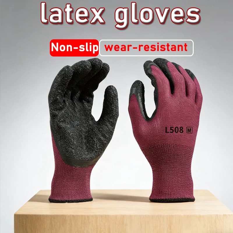 12 guanti in lattice comodi e resistenti all'usura, guanti di sicurezza ispessiti e resistenti all'usura per accessori di sicurezza nei cantieri edili