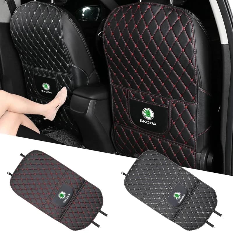 Back cover protection for children's PU leather car seat Anti kick pad for Skoda Octavia Rapid Kodiaq Karoq Fabia Kamiq Superb Derivative