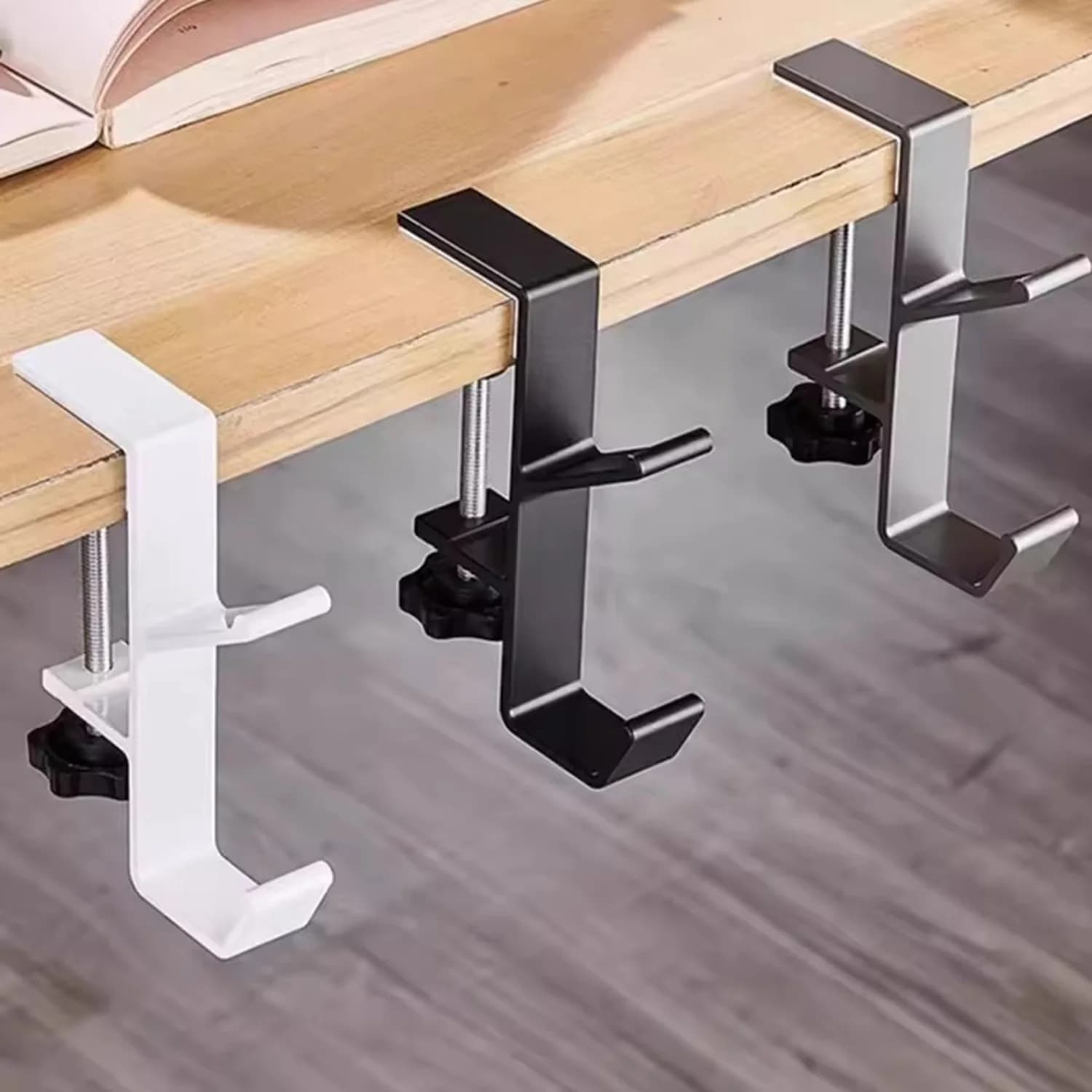 1/2pc Adjustable Desk Edge Hook Gaming Headset Desk Hanger Backpack Storage Hanging Hook Holder Punch-free Home Office Organizer