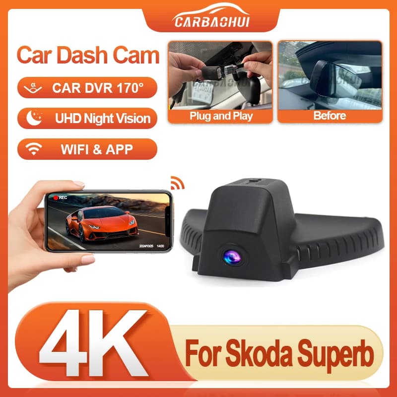 Per Skoda Superb Deluxe TSI380 TSI330 TSI280 DSG 2019 2020 2021 Plug and play 4K 2160P Auto Dvr DashCam Camera Dash Cam